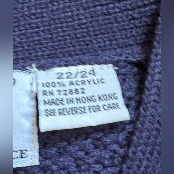 Maggie Lawrence Sweater Large Knit V-Neck Blue Gold Heart Buttons Sz 22/… - Picture 11 of 14